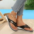 thumbnail image 5 of CQONEPT Women Orthopedic Flip Flop Sandals Summer Wide Width Slip on Slides Low Wedges Heel Thong Sandals with Arch Support Casual Slippers Black 39, 5 of 6