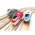 thumbnail image 3 of Hape: Intercity Battery Powered Locomotive Set - 4 Different Colored Toy Trains, Forward & Reverse Direction Switch, Magnetic Attaching, Kids Ages 3+, 3 of 8