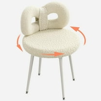 YYEAN Vanity Chair with Back, Swivel Makeup Chair with Upholstered and Golden Metal Legs for Living Bedroom and Makeup Room, Off-Off-white