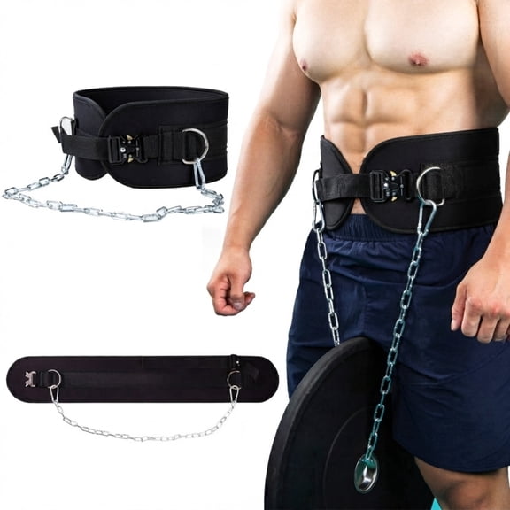 Adjustable Weightlifting Belt w/ Chain, Back Support for Squats & Pull-Ups, Unisex Lifting Belt