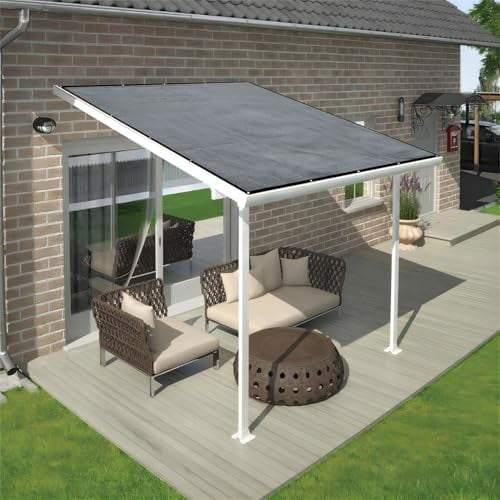 90% Sun Shades for Patios 8X 12 ft Shade Fabric Sun Shade Cloth Taped Edge with Grommets Sun-Block Mesh Shade for Pergola Cover Canopy Grey, 12 Bungee Balls