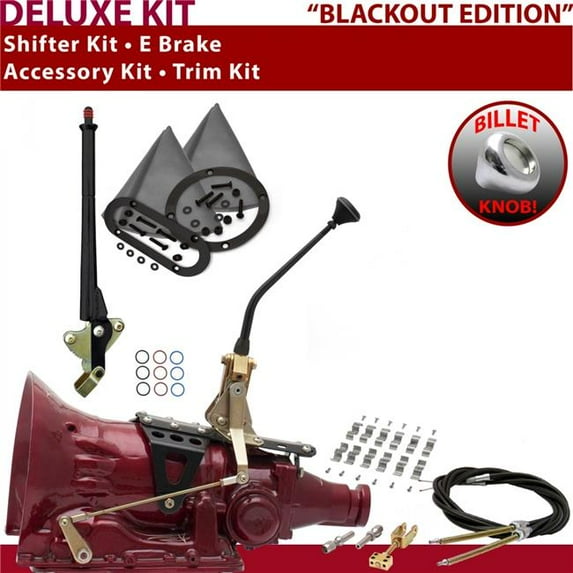 American Shifter TH400 Shifter Kit Black 10 in. E Brake Cable Clamp Trim Kit for EF756
