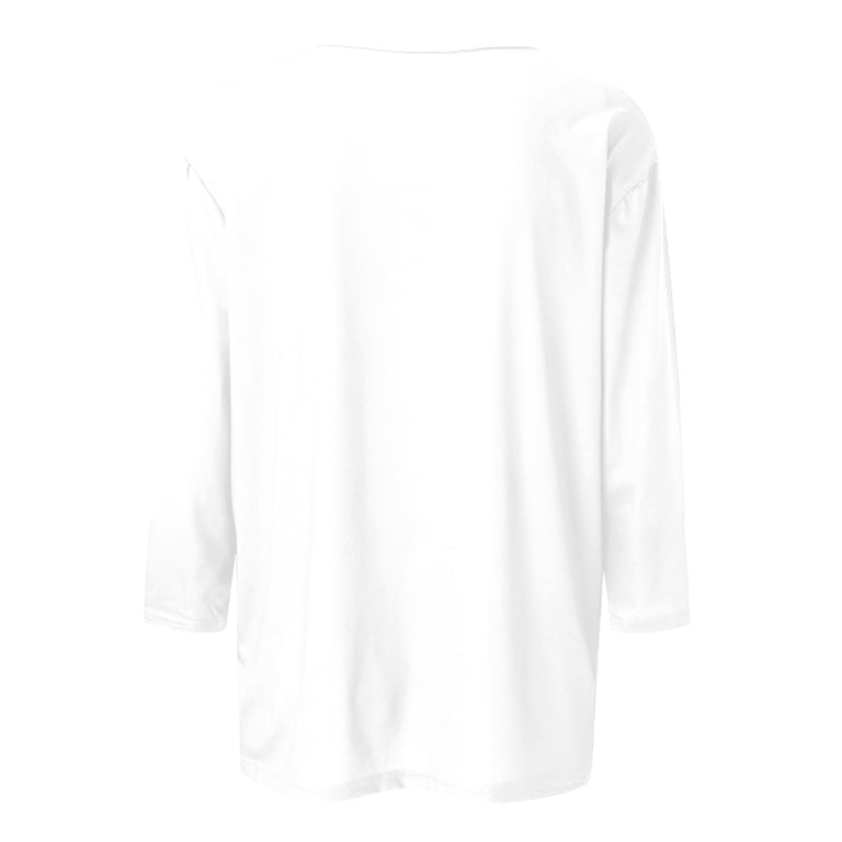 EADINVE Women's 3/4 Sleeve Tunic Top – Loose Fit Casual Blouse, Round Neck, Soft Cotton Spandex Blend (Z Blue White, X-Large)