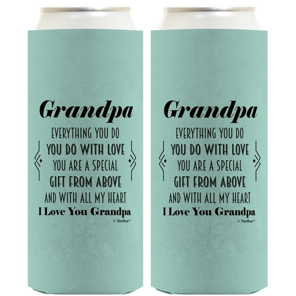 Gifts For Grandpa You Are A Gift From Above Poem 2-Pack Ultra Slim Can Thermocoolers