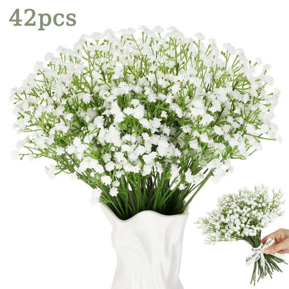 Armscye 42Pcs Babys Breath Artificial Flowers Bulk, 11inch Fake Baby Breath Flowers, Realistic Artificial Flowers Bouquet for Outdoors Wedding DIY Bouquet Arrangement Party Home Decor