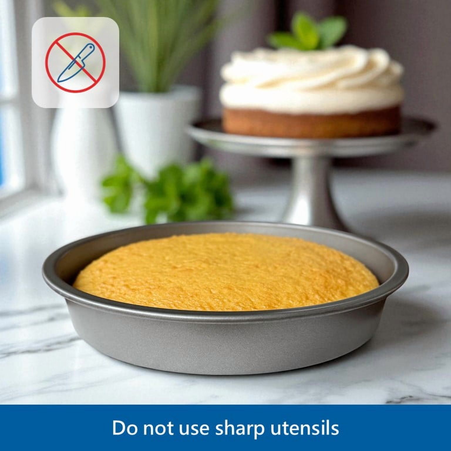 (2 pack) Mainstays Nonstick 9" Diameter Round Cake Pan, Layer cakes, Gray