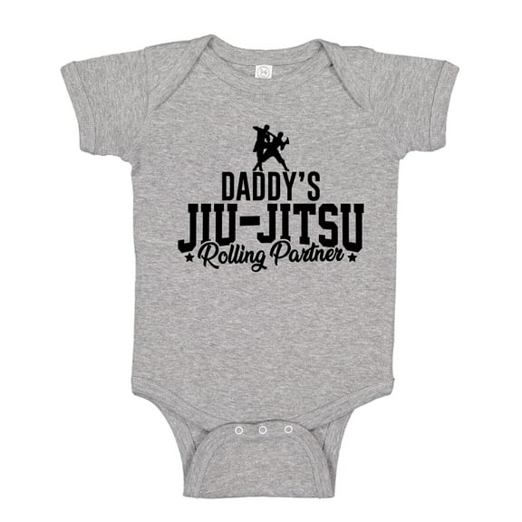 Daddy's Jiu-Jitsu Rolling Partner Baby Bodysuit One Piece NB Athletic Heather