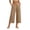 Khaki, variant on QIYAGBSA Women's Wide Leg Capri Pants Button Front Elastic Back Waist Side Pockets Summer Casual Wear (Khaki, L)