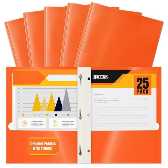 Carpetas de papel Better Office Products naranja brillante, paquete de 25