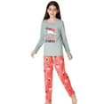 thumbnail image 3 of Beezizac Tween Girls Christmas Jammies Gray & Red Cat Pajamas 2-Piece Long Sleeve PJ Set Clothes Size 16, 3 of 7
