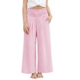 thumbnail image 5 of Grblisyd Girls Pants Size 10-12 Kids Striped Casual Elastic High Waist Cotton Linen Trousers with Pockets, 5 of 6