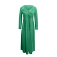 thumbnail image 5 of IROINNID Maxi Dress for Women Fall Winter Casual Loose Solid Color Long Sleeve V-Neck Long Dress,Green, 5 of 6