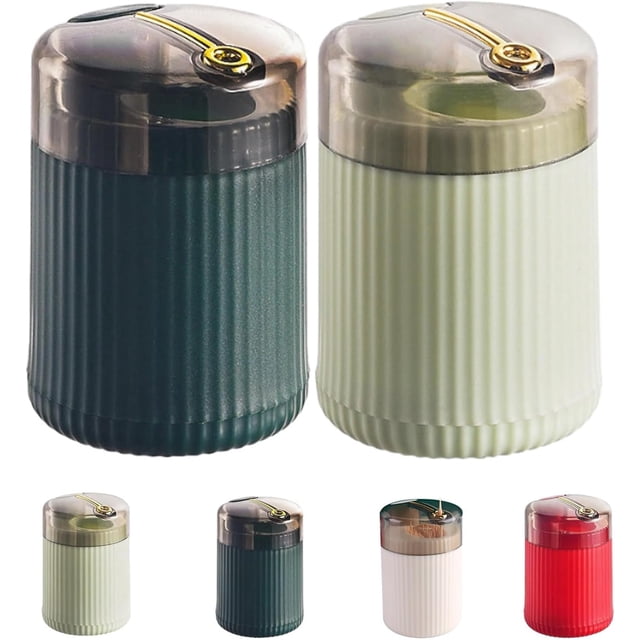 Pop-Up Automatic Toothpick Dispenser, Household Living Room Toothpicks Jar, Toothpick Storage Box, Pop Up Toothpick Dispenser, for Both Indoor And Outdoor Use (Dark green + light green)