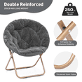 thumbnail image 5 of Monibloom Round Faux Fur Saucer Chair for Adults, Oversized Comfy Chair for Bedroom, Living Room, Dorm, Apartment, with Padded Folding Metal Frame, Gray (Set of 2), 5 of 10