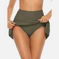 thumbnail image 2 of Alove Women's Ruched Drawstring High Waisted Swimuit Bottom Split Swim Skirt with Built-in Pant, 2 of 6