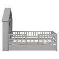 thumbnail image 5 of Twin House-Shaped Wood Platform Bed Mattress Foundation with Fence Guardrails and Trundle, Bed Frame Storage Bed w/ Wooden Slats for Boy Girl, No Box Spring Needed, 5 of 9
