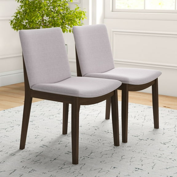 Noble House Sidney Laura Dining Chair Set, Linen Upholstery with Solid Wood Frame, Set of 2, Beige