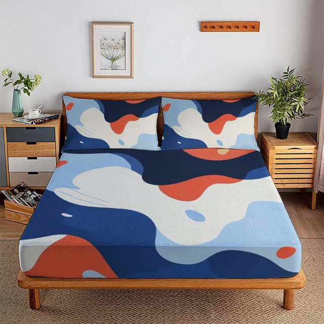 Bedding Set Art Style Fitted Sheet Set with Pillowcase Teen Adult Fashion Home Textiles,Twin (39"x75")