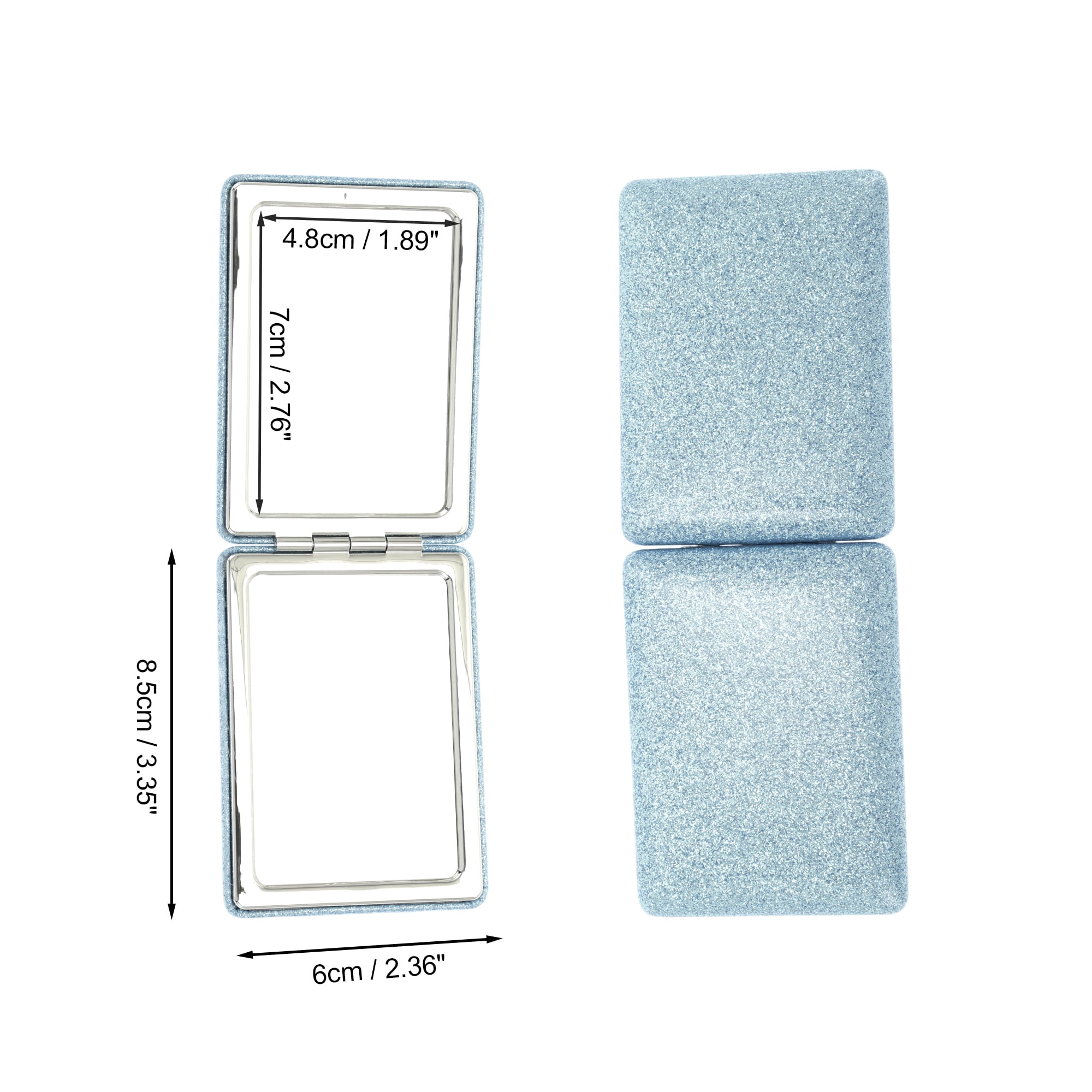 Unique Bargains 1 Pc Women Portable Rectangular Makeup Mirror for Travel Lake Blue