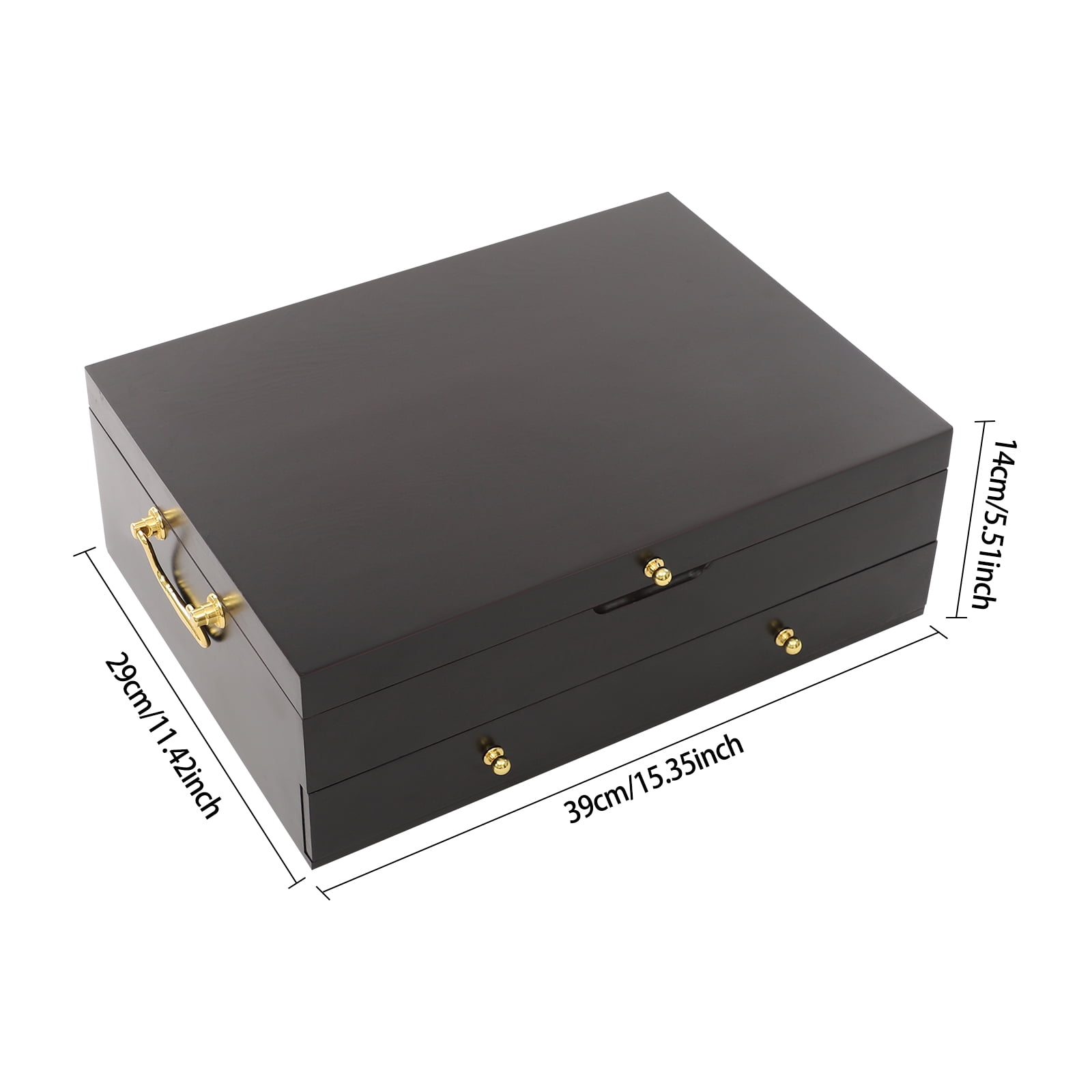 Wooden Silverware Storage Box 2 Layers Silverware Chest Case with Drawer with Handle Lid Flatware Organizer for Kitchen Dining Room$$Home Decor, Kitchen, & Other