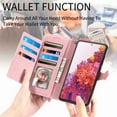 thumbnail image 2 of Dteck Case for Samsung Galaxy S20 FE 5G,Magnetic Leather 7 Card Slots Zipper Wallet Case Shockproof Rubber Kickstand Cover with Wrist Strap for Galaxy S20 FE, Pink, 2 of 7