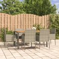 thumbnail image 1 of vidaXL 7 Piece Garden Dining Set with Cushions Grey Poly Rattan, 1 of 5
