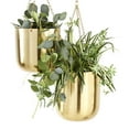 thumbnail image 6 of CosmoLiving by Cosmopolitan 9", 11"H Round Gold Metal Hanging Dome Wall Planter with Chain (2 Count), 6 of 9