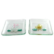 Tabletop Easter Snack Plate Glass Bunny Chick Fusion Lori Siebert 2020150844