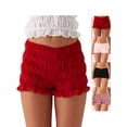 thumbnail image 1 of Nituyy Womens Low Rise Shorts Solid Color/Plaid Tiered Smocked Casual Summer Short Pants, 1 of 9