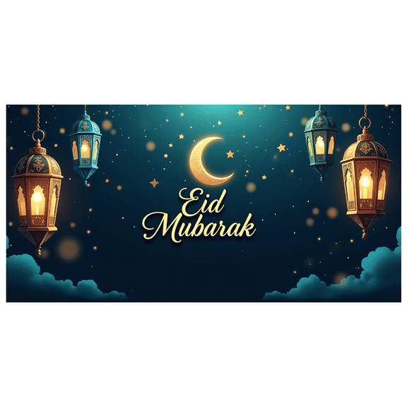 LUUFILx Eid Mubarak Banner Ramadan Mubarak Backdrop Moon Stars Lantern Decorations Party Supplies Festival Celebrations Home Decor Event Decoration Photography Props