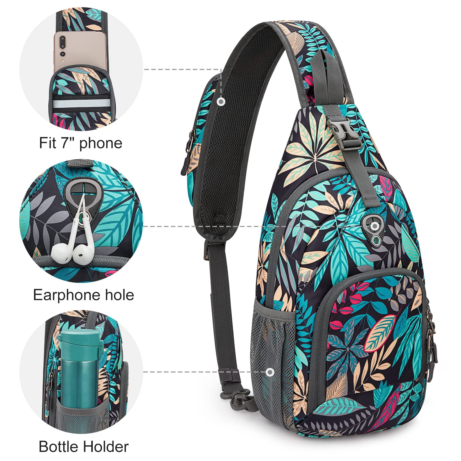 G4Free RFID Sling Bag for Adults, Small Crossbody Chest Shoulder Backpack for Men and Women, Hiking Daypack