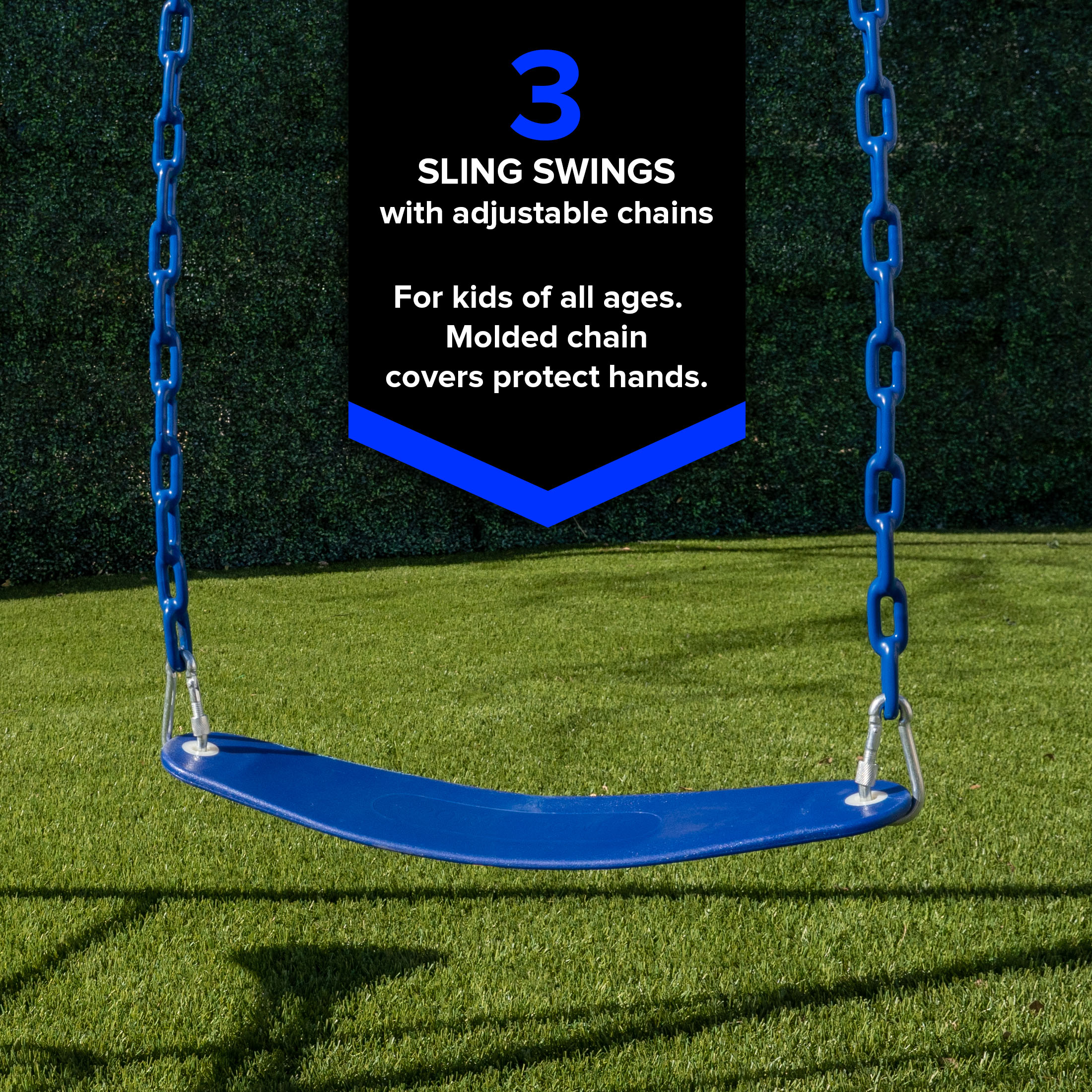 Sportspower Triple Swing & Saucer Metal Swing Set with Saucer Swing, 3 Adjustable Swings, & 5' Double Wall Slide with Lifetime Warranty - image 5 of 9