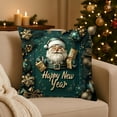 thumbnail image 4 of Christmas Throw Pillow Covers Dark Green Xmas Cushion Covers 18x18in, Rustic Reindeer Snowman Santa Cushion Cases Vintage Decorative Pillow Cases, 4 of 6