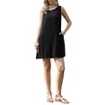 thumbnail image 2 of INSPIRE CHIC Sleeveless Linen Dress for Women's Summer Crew Neck A-Line Casual Dresses with Pockets XS Black, 2 of 5