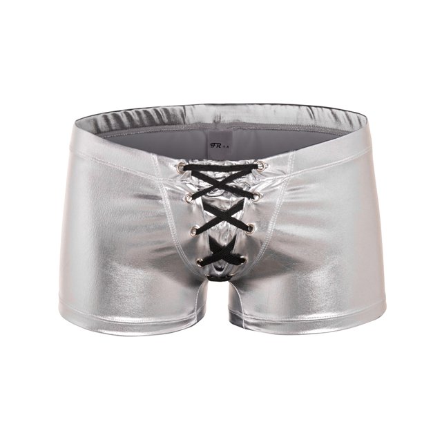 Bañador de hombre con encaje, imitación de charol, bañador de moda bronceado, ropa interior masculina tipo bóxer