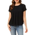 thumbnail image 1 of INSPIRE CHIC Blouse d'Été en Chiffon à Manches Courtes Plissée pour Femmes m Noir, 1 of 6