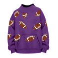 thumbnail image 4 of GILIGEGE Womens Football Rugby Sweatshirt,Game Day Y2K Crewneck Oversized Shirt,Funny Graphic Print Hoodies,Long Sleeve Fleece Pullover,Casual Fall Season Pullover Tops with Pockets Purple L, 4 of 4