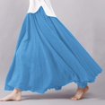 thumbnail image 3 of RYKJLWY Maxi White Skirt Fashionable and Linen Fan Shaped Large Hem Printed Long Skirt Pleated Skirts for Women White Long Skirts for Women (Blue,XXXL), 3 of 4
