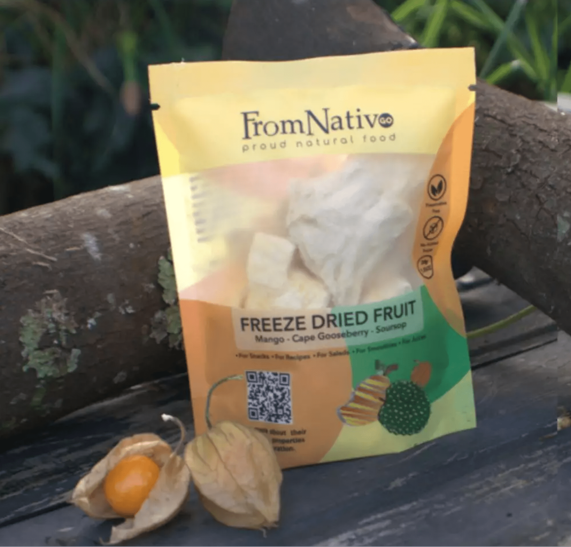 FromNativoGo| Freeze Dried Fruit: Mango, CapeGooseberry, Soursop | 3Pack | 3.05 Oz E
