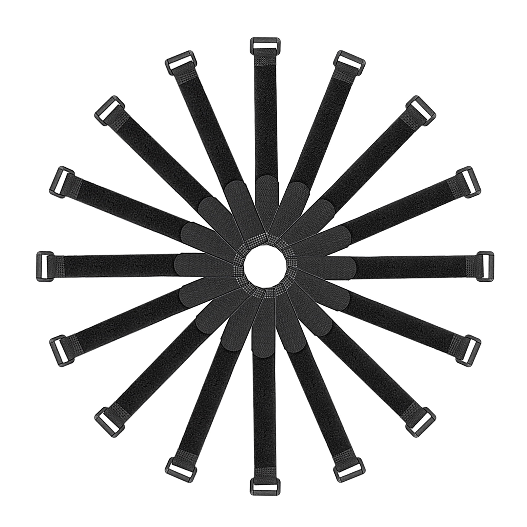 Uxcell 12' Black Hook and Loop Cord Wrap with Buckle Reusable Cable Ties 50 Pack