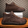 thumbnail image 4 of [Breathable Anti-Slip Sneakers] for Outdoor Use, Ideal for Spring, Summer, and Autumn, Breathable Anti-Slip Men's Casual Stitching Sneakers - Lace-Up Walking Shoes, 4 of 9