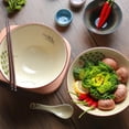 thumbnail image 5 of Ceramic Ramen Bowl Set of 2, 40oz Japanese Noodle Bowls with Spoons & Chopsticks Porcelain Large Soup Bowl for Pho, Udon, Retro Style Tableware Microwave & Dishwasher Safe, Twig, 5 of 9