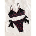 thumbnail image 5 of Top-kevin Women's 2 Piece Swimsuit Cherry Print Bikini Set Halter Triangle Bikini Side Tie String Bathing Suits, 5 of 6