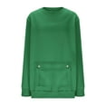 thumbnail image 4 of Miluxas Womens Casual Crew Neck Long Sleeve Sweatshirts Lightweight Solid Color Pullover Tops Green S(S), 4 of 5