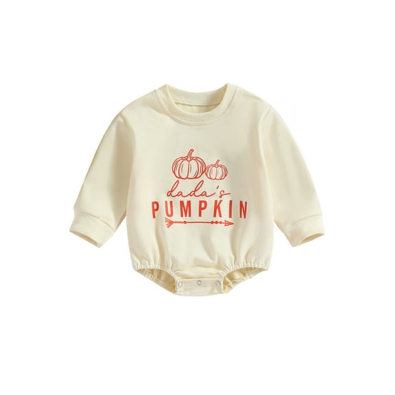 Wassery 2PCS Baby Boys Girls Sweatshirt Rompers Infant Halloween Clothes Letter Pumpkin Print Long Sleeve Jumpsuit 6M 12M 18M 24M Newborn Cute Fall Outfits