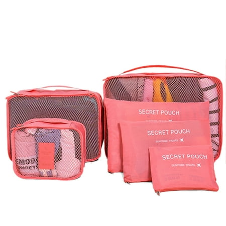 6pcs Waterproof Travel Storage Bags Ng Cube Clothes Pouch 6pcs Waterproof Travel Storage Bags Ng Cube Clothes Pouch Luggage Organizer Watermelon Red