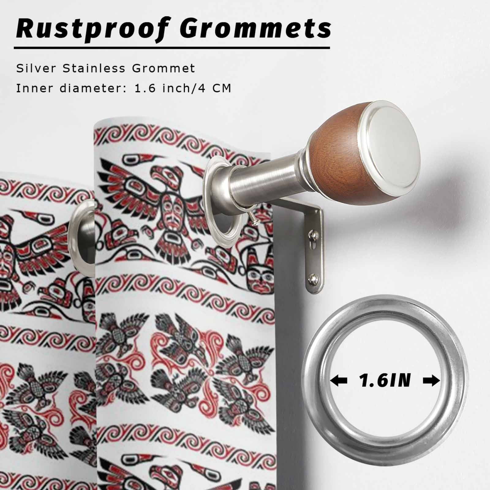 Ethnic Tribal Style Outdoor Curtains for Patio, Bird Geometric Boho Red White Rustic Sunshade Privacy Drapes Grommet Waterproof Outside Curtains for Porch/Cabana/Balcony 54"x 108", 1 Panel