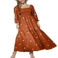 thumbnail image 1 of Robe Décontractée à Manches Longues Bouffantes Florale Col Carré Froncée Robe Longue de Soirée, 1 of 2