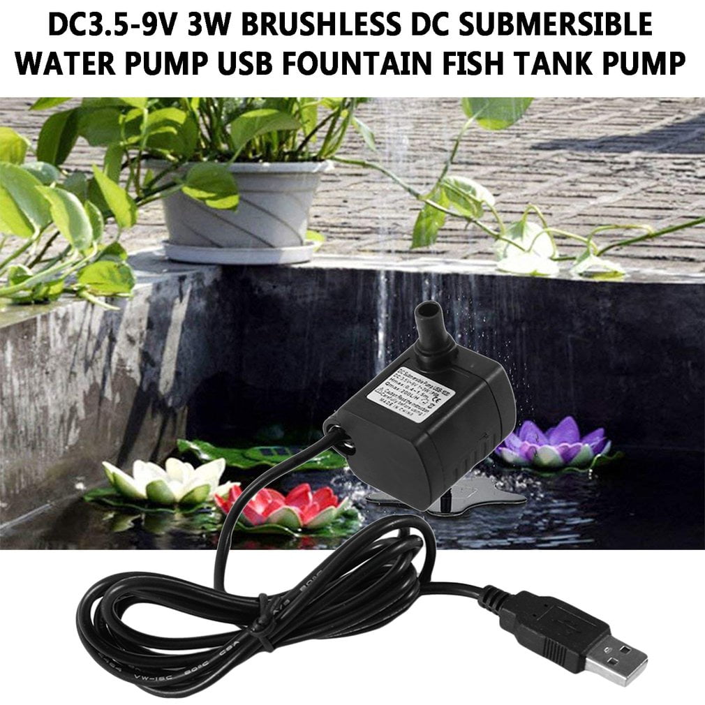 DC3.5-9V 3W Brushless DC Submersible Water Pump USB Fountain Fish Tank Pump <a 