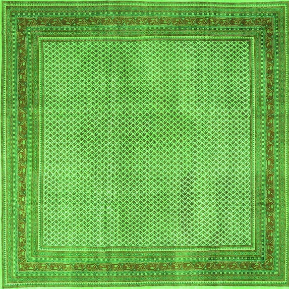 Ahgly Company Indoor Square Persian Green Traditional Area Rugs, 8' Square